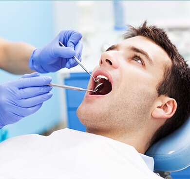 man receiving dental work