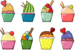 Graphic of cupcakes and treats.