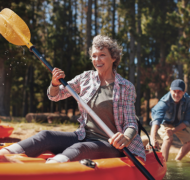 senior woman on kayak